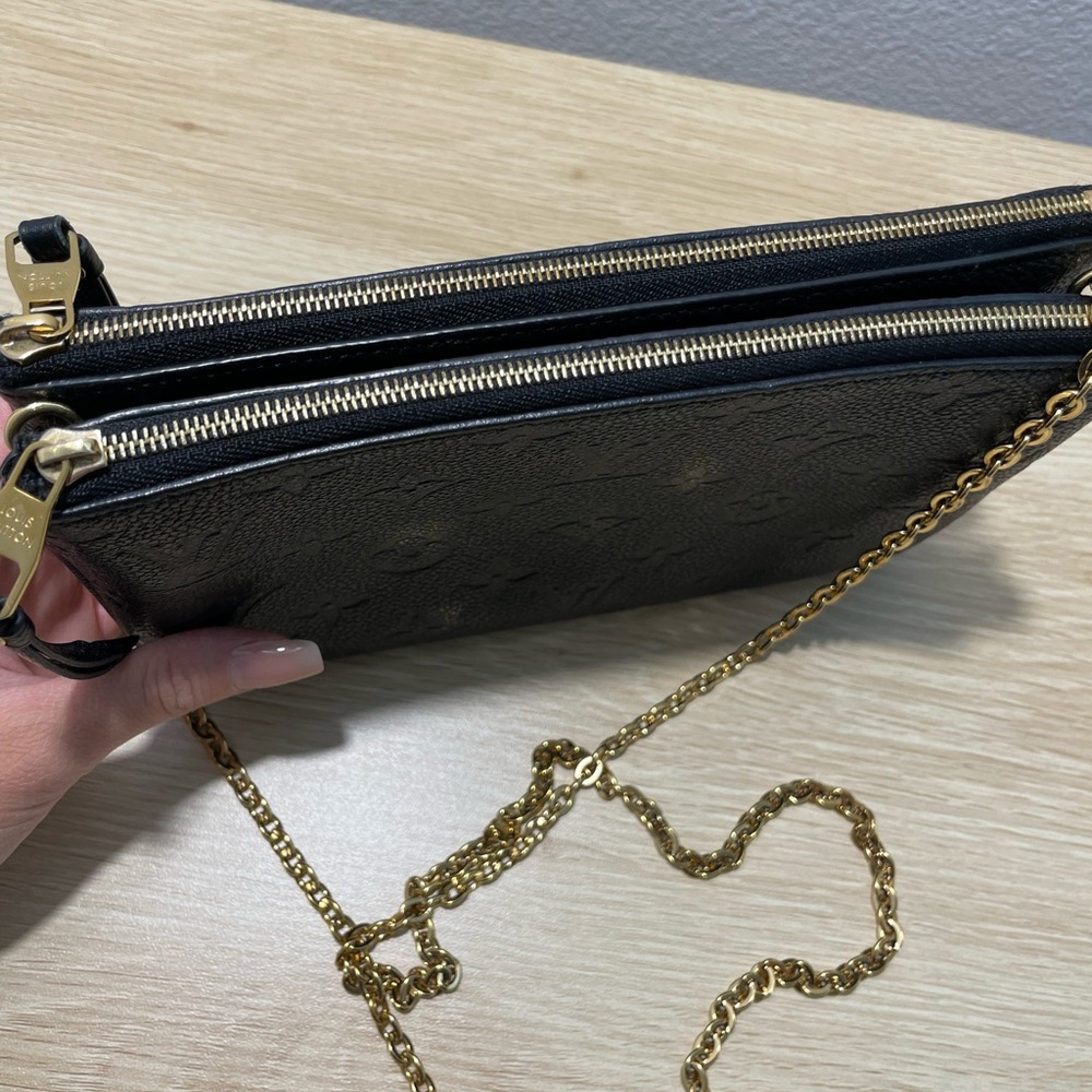 Louis Vuitton Black Embossed Clutch with Gold Chain - Picture 10 of 11